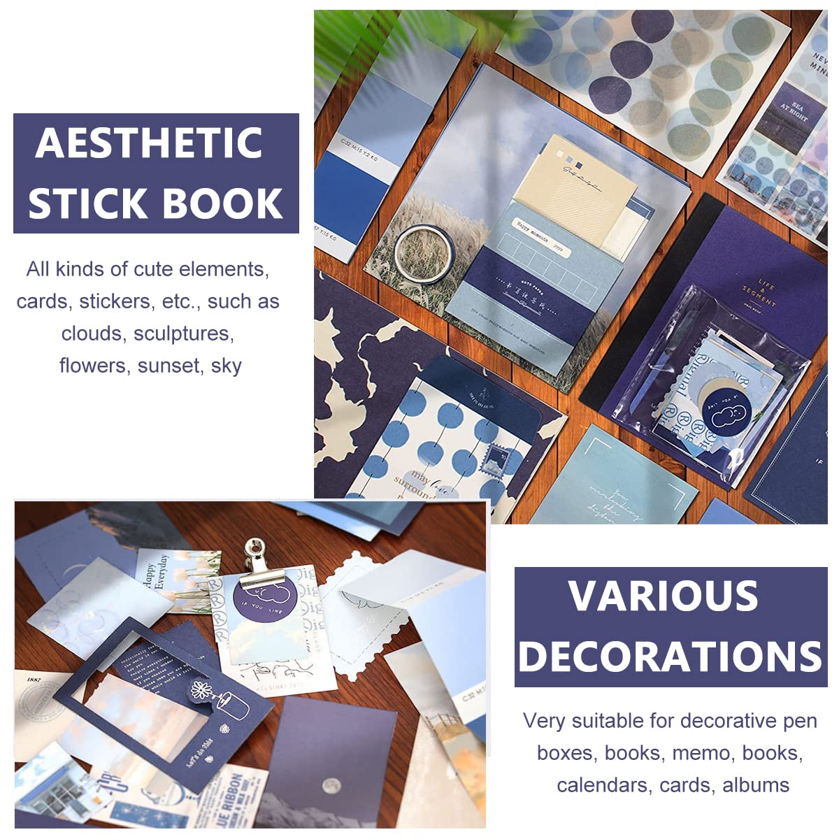 HASTHIP Scrapbooking Supplies Scrapbook Kit Gift Set Notebook Washi Tape Stickers Set Aesthetic Scrapbook Sticker Kit for Bullet Journal, Scrapbook, Junk Journal, DIY Craft, Wall Decor, Paper (Blue) HASTHIP Scrapbooking Supplies Scrapbook Kit Gift Set Notebook Washi Tape Stickers Set Aesthetic Scrapbook Sticker Kit for Bullet Journal, Scrapbook, Junk Journal, DIY Craft, Wall Decor, Paper (Blue)